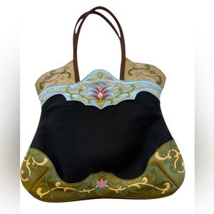 Akihiro Domen Papillion embroidered silk Fabric handbag purse Vintage Unique